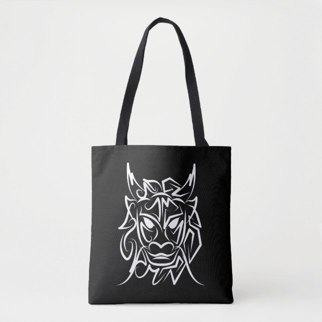 Tote Bag Dragon tribal noir et blanc (Devant)