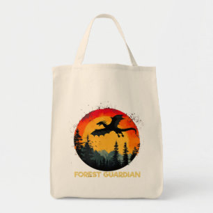 Tote Bag Dragon vintage de forêt de coucher de soleil