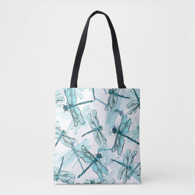 Tote Bag Dragonflies élégantes : Aquarelle (Devant)