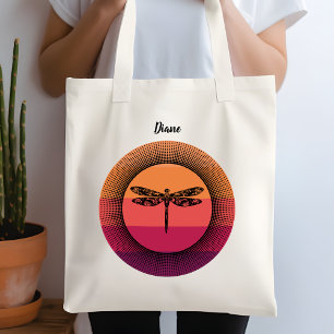 Tote Bag Dragonfly coucher de soleil avec nom