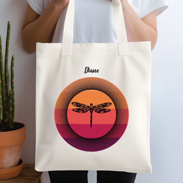 Tote Bag Dragonfly coucher de soleil avec nom (Créateur téléchargé)