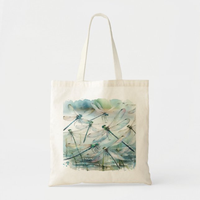 Tote Bag Dragonfly Dance REF181 - Watercolor (Devant)