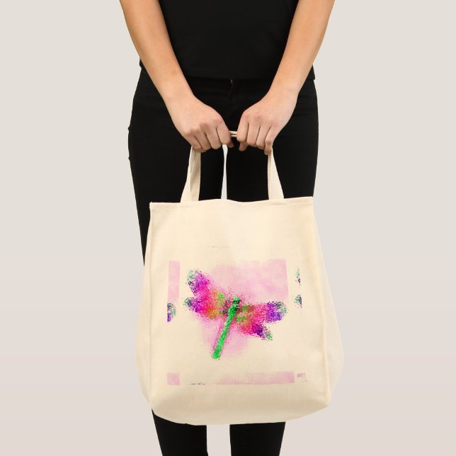 Tote Bag Dragonfly en verre tendu (rose) (Devant (produit))