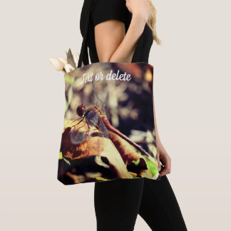 Tote Bag Dragonfly On Dried Leaf Close Up Personnalisé