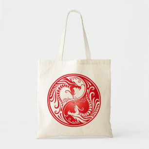 Tote Bag Dragons de Yin Yang, rouges