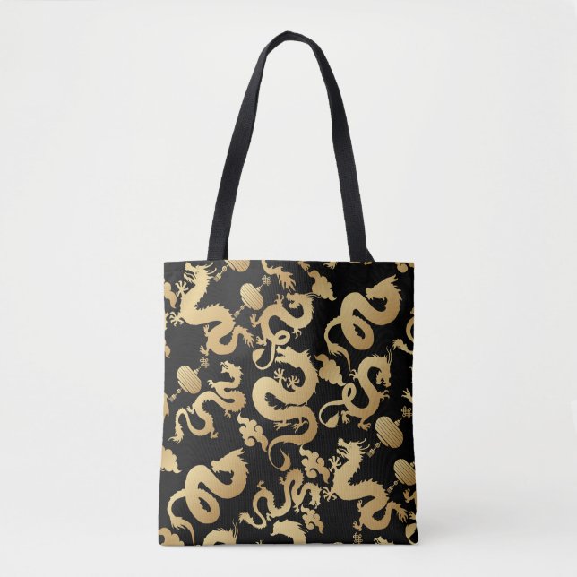 Tote Bag Dragons d'or Motif Black BG (Devant)