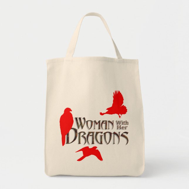 Tote Bag dragons, "oiseaux de proie" "vendeuses" "dame falc (Devant)
