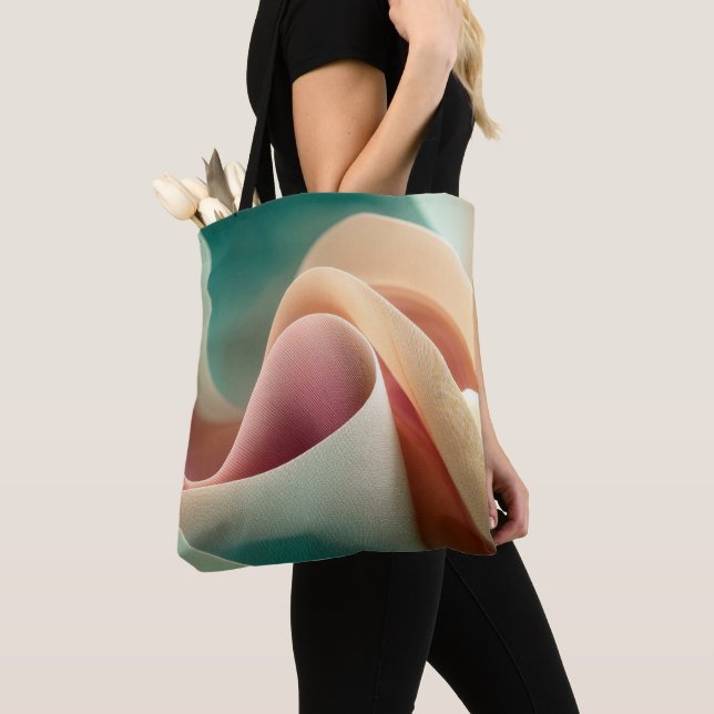Tote Bag Drapé abstrait avec dégradé pastel fluide (De près)