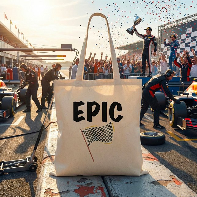 Tote Bag Drapeau à damier de la ligne d'arrivée épique (Créateur téléchargé)