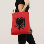 Tote Bag Drapeau albanais et mode albanaise/fans sportifs<br><div class="desc">Sacs fourre-tout/Sacs d'achat: Albanie mode & drapeau albanais - J'aime mon pays, cadeaux d'anniversaire, voyages, vacances, patriotes / fans de sports</div>