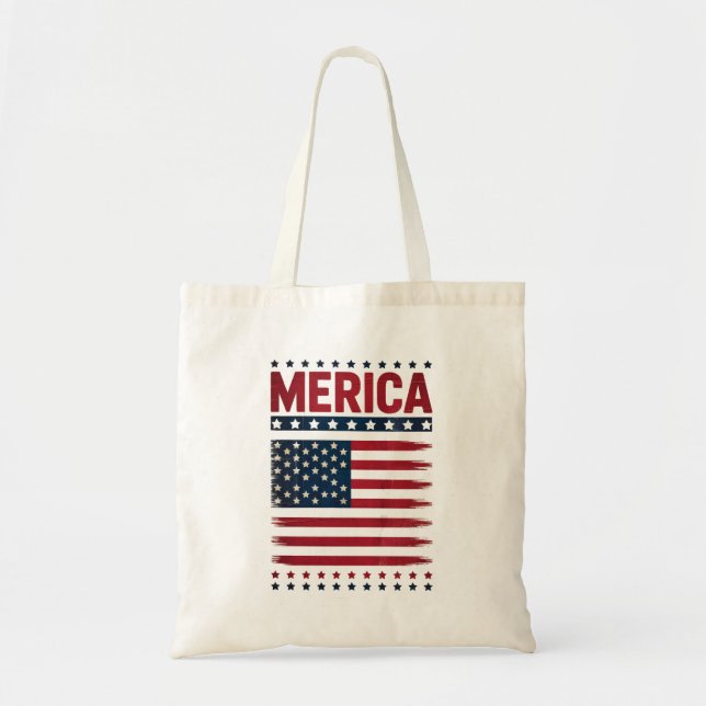 Tote Bag Drapeau Américain 4 Juillet Merica (Devant)