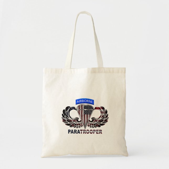Tote Bag Drapeau américain avec ailes et parachutistes aéro (Devant)