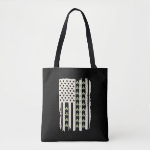 Tote Bag Drapeau américain avec trèfles pour la Saint-Patri