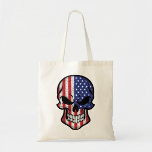 Tote Bag Drapeau Américain Crâne Souriant