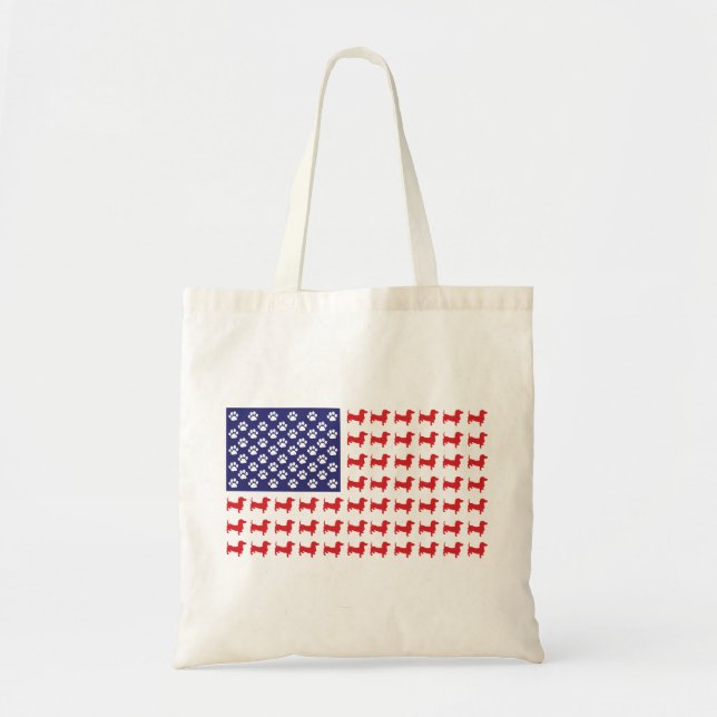 Tote Bag Drapeau américain-Dachshund (Devant)