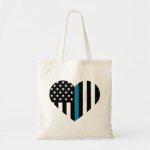 Tote Bag Drapeau américain de la ligne bleue mince