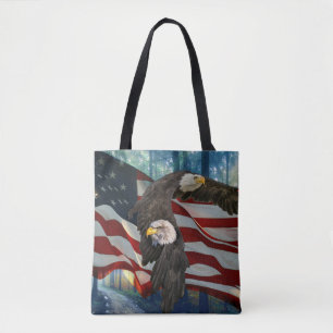 Tote Bag Drapeau américain de l'aigle à tête blanche