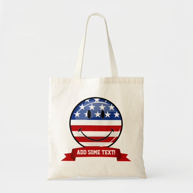 Tote Bag Drapeau américain de sourire (Devant)