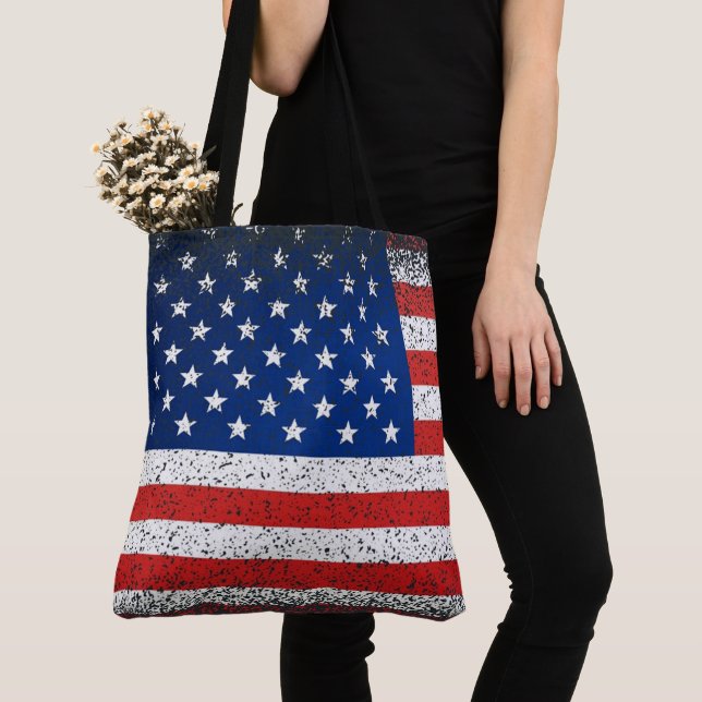 Tote Bag Drapeau américain de style Grunge (De près)