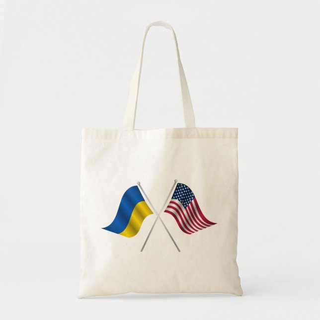 Tote Bag Drapeau américain et drapeau ukrainien (Devant)