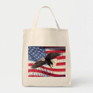 Tote Bag Drapeau américain et épicerie Fourre-tout d'Eagl