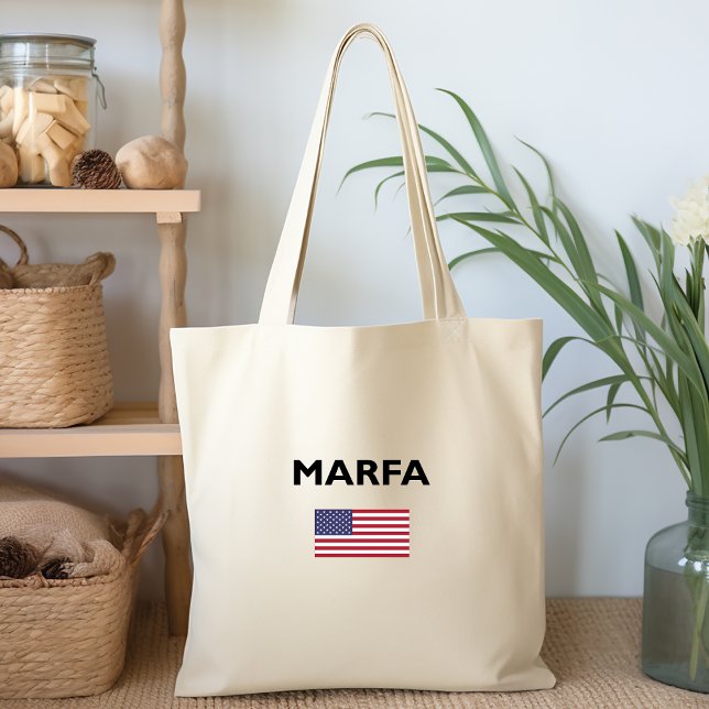 Tote Bag Drapeau américain Marfa Texas USA Couleur claire (Créateur téléchargé)