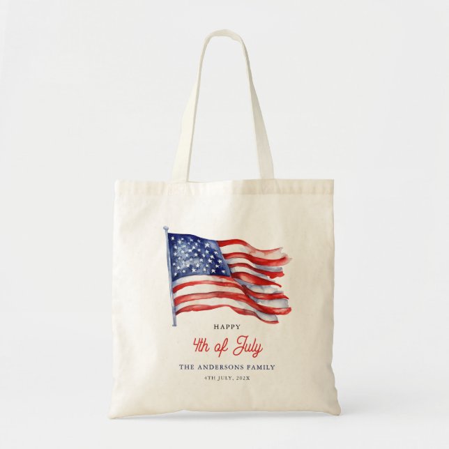 Tote Bag Drapeau américain patriotique 4 juillet Affiche de (Devant)
