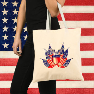 Tote Bag Drapeau américain patriotique vintage, Quatre juil