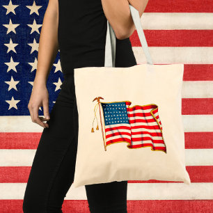 Tote Bag Drapeau américain patriotique vintage, Quatre juil