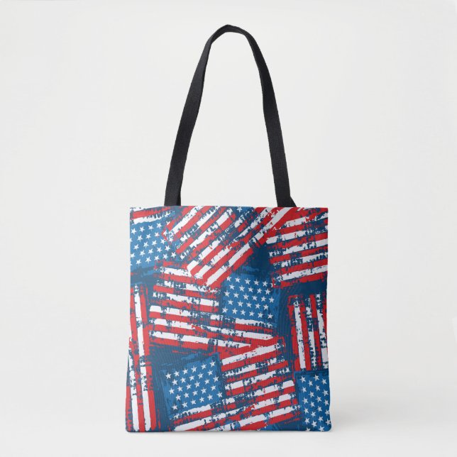 Tote Bag Drapeau américain peint Motif (Devant)
