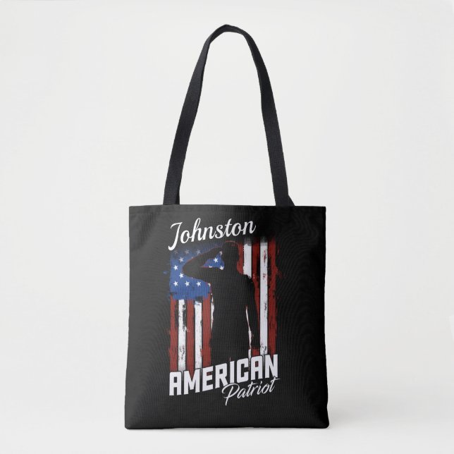 Tote Bag Drapeau américain personnalisé Patriot Soldier USA (Devant)