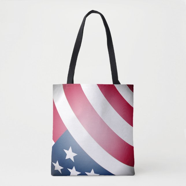 Tote Bag Drapeau américain rouge et blanc rayures, Étoiles  (Devant)