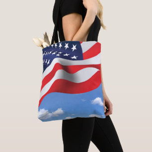 Tote Bag Drapeau Américain Sur Sky