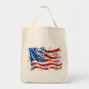 Tote Bag Drapeau américain USA Aquarelle 4 juillet