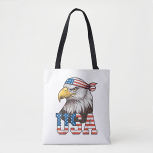 Tote Bag Drapeau américain USA Hommes Femmes Enfants Aigle