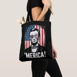 Tote Bag Drapeau américain vintage Lincoln Merica 4 juillet