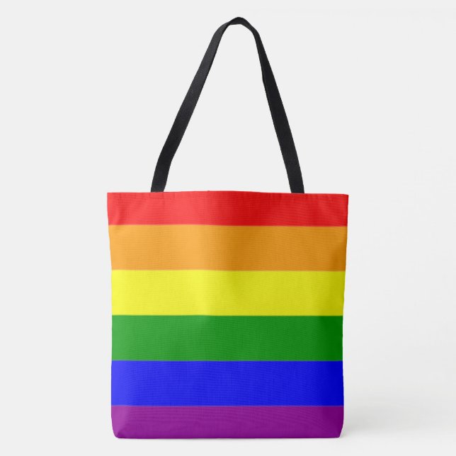Tote Bag Drapeau arc-en-ciel cool et classique (Devant)