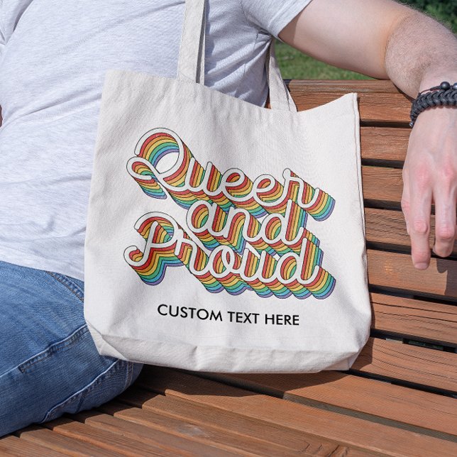 Tote Bag Drapeau arc-en-ciel esthétique '70 QUEER ET FIÈRE (Créateur téléchargé)