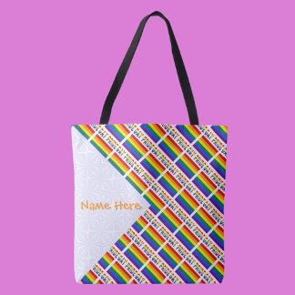 Tote Bag Drapeau arc-en-ciel gay pride carrelé orange perso