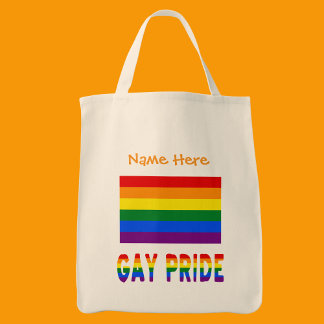 Tote Bag Drapeau arc-en-ciel gay pride orange personnalisé