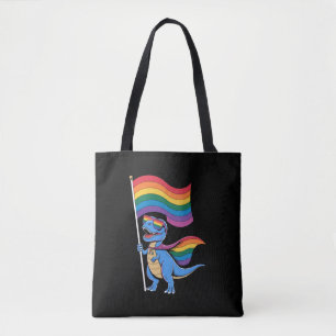 Tote Bag Drapeau arc-en-ciel LGBT Fierté gay dinosaure