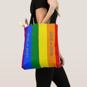 Tote Bag Drapeau arc-en-ciel personnalisé LGBTQIA+ Love Str