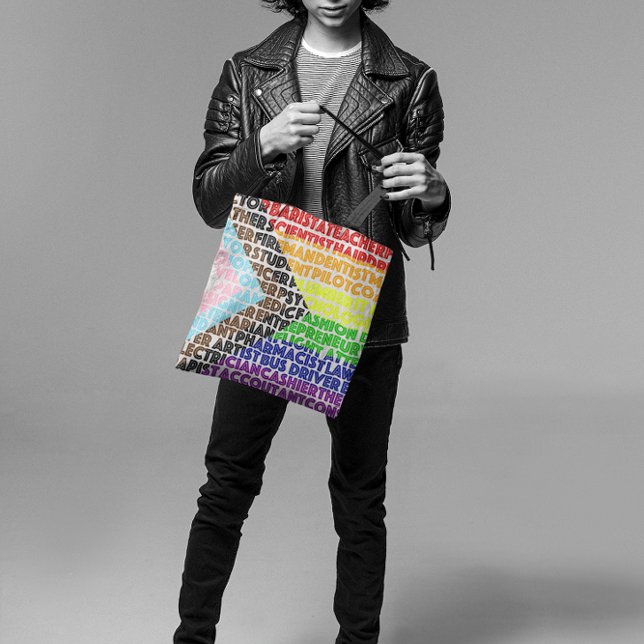 Tote Bag Drapeau arc-en-ciel progressiste LGBT Script gay (Créateur téléchargé)