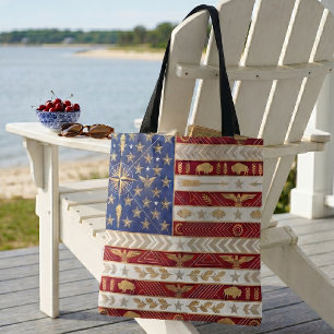 Tote Bag Drapeau Art Déco du patrimoine États-Unis Flair