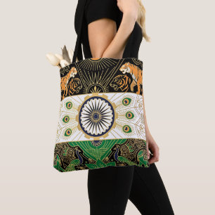 Tote Bag Drapeau Art Déco du patrimoine   Nom personnalisé 