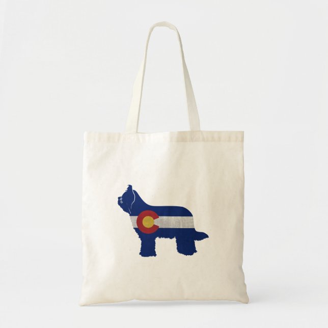 Tote Bag Drapeau Briard Chien race Colorado Silhouette (Devant)