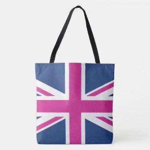 Tote Bag Drapeau britannique - bleu et rose