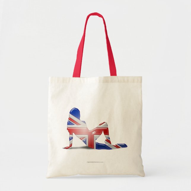 Tote Bag Drapeau britannique de silhouette de fille (Devant)