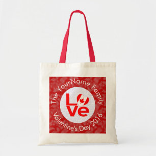 Tote Bag Drapeau canadien Lettres rouges AMOUR blanc sur ro