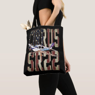 Tote Bag Drapeau Cirrus SR22 Aéronefs Vintage États-Unis